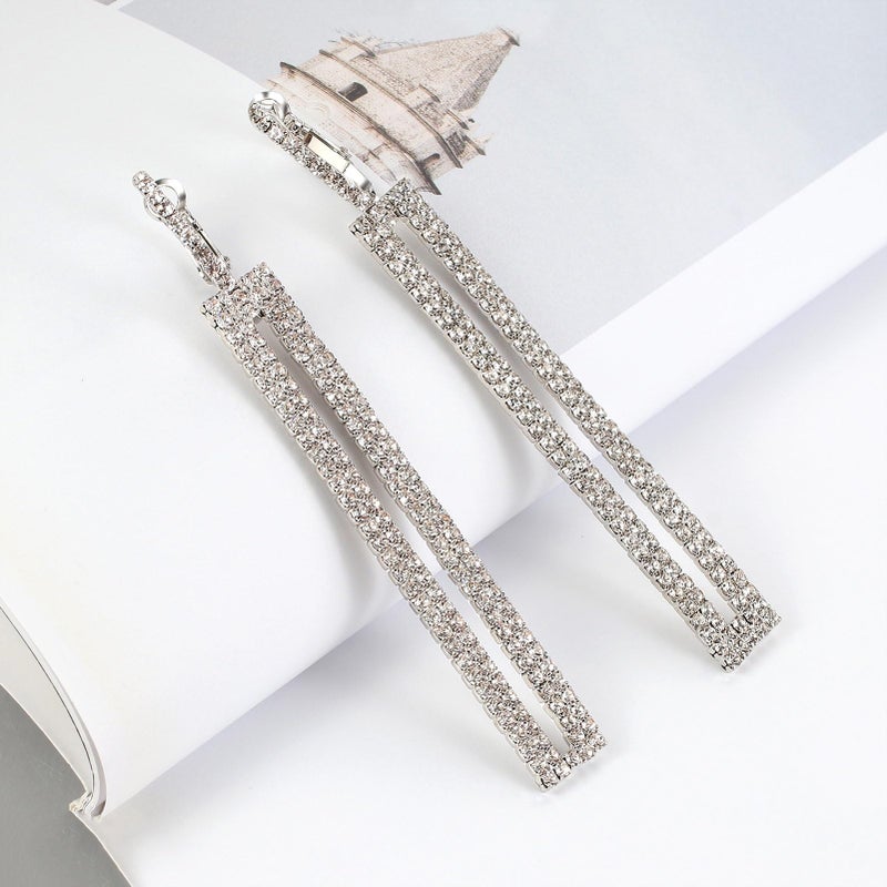 QJLE Silver Geometric Dangle Earrings for Women - Image 4